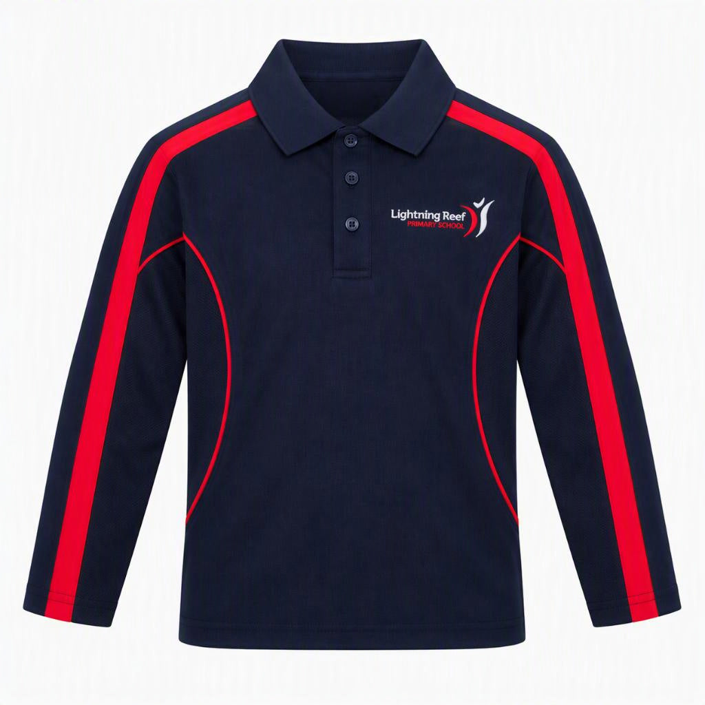 Lightning Reef PS Polo Long Sleeve Contrast Mesh Navy/Red