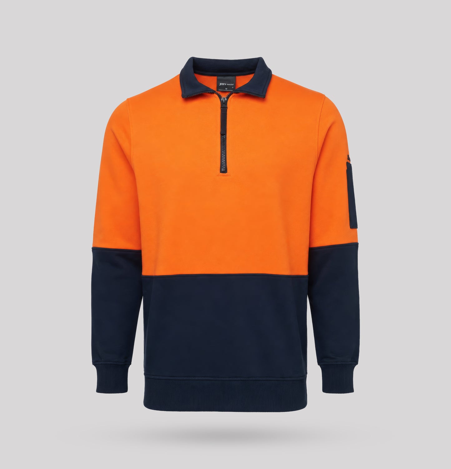 Hi-Vis Half Zip Fleecy Sweat - Orange/Navy