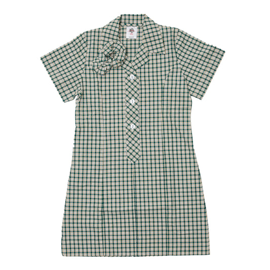Summer Dress - Bottle/Gold/White Check