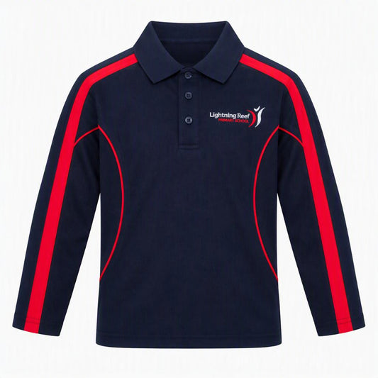 Lightning Reef PS Polo Long Sleeve Contrast Mesh Navy/Red