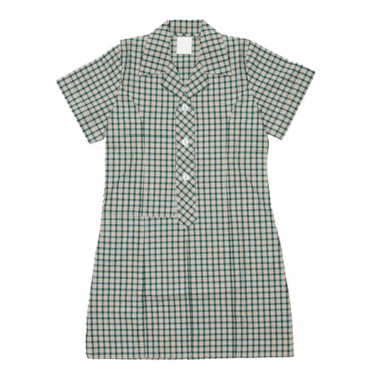 Summer Dress - Bottle/Gold/White Check